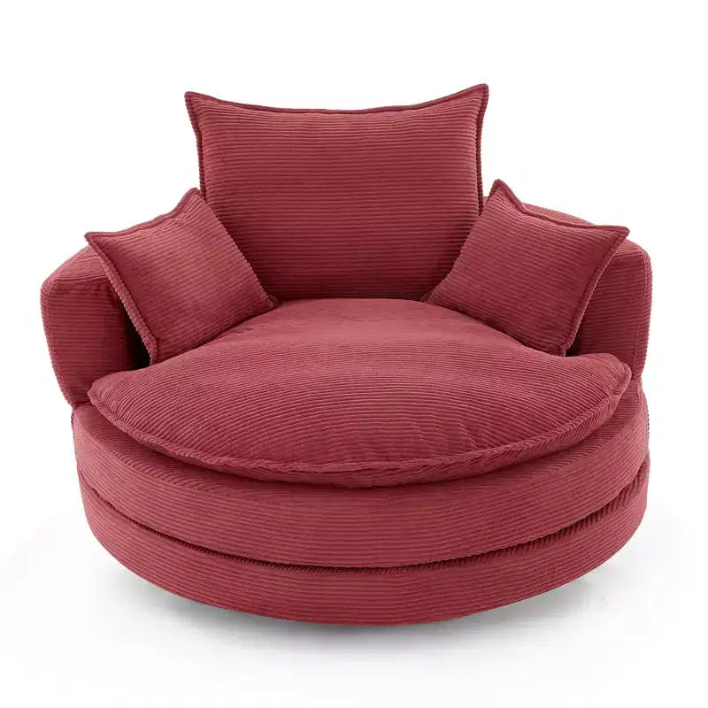 Fauteuil d'appoint pivotant à 360°, Fauteuil pivotant rond en forme de baril avec coussin pour salon