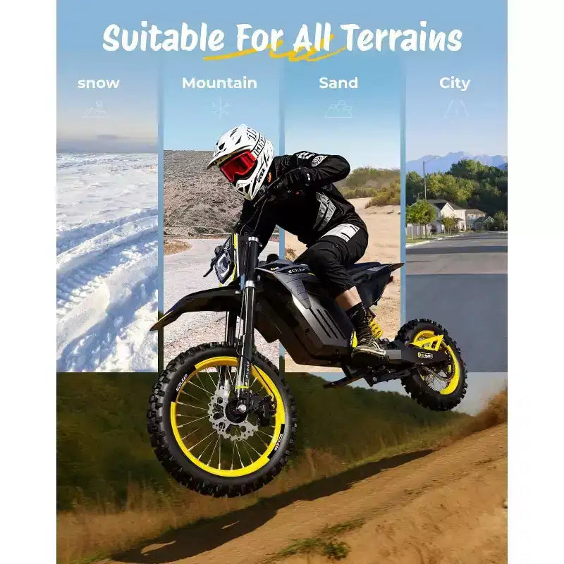 ECOLEAP 3500W Peak Electric Dirt Bike for Teens & Adults, 37MPH Off-Road E-Bike, 48V 21Ah Battery, Up to 55-Mile Range, 400LBS, 13+