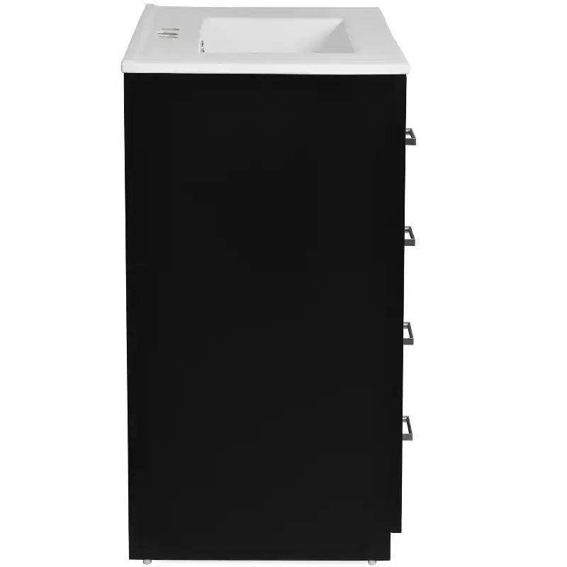 Meuble-lavabo de salle de bain à évier simple de 76 cm avec armoire et 3 tiroirs – Noir / Bleu / Vert / Indigo / Blanc