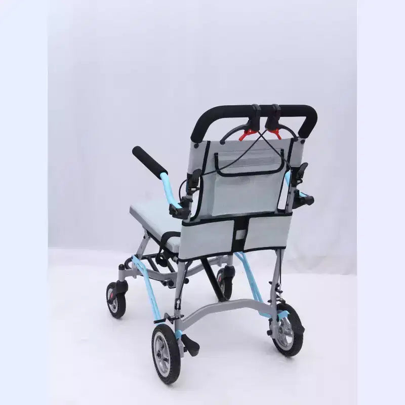 Ultra Lightweight Elderly Transport Wheelchair Portable Lightweight Folding Transport Chair, with Locking Handbrake, Removable Flip Armrests