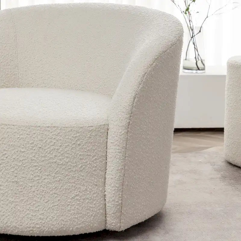 KINWELL 34 Wide Upholstered Swivel Accent Barrel Chair (Set of 2)