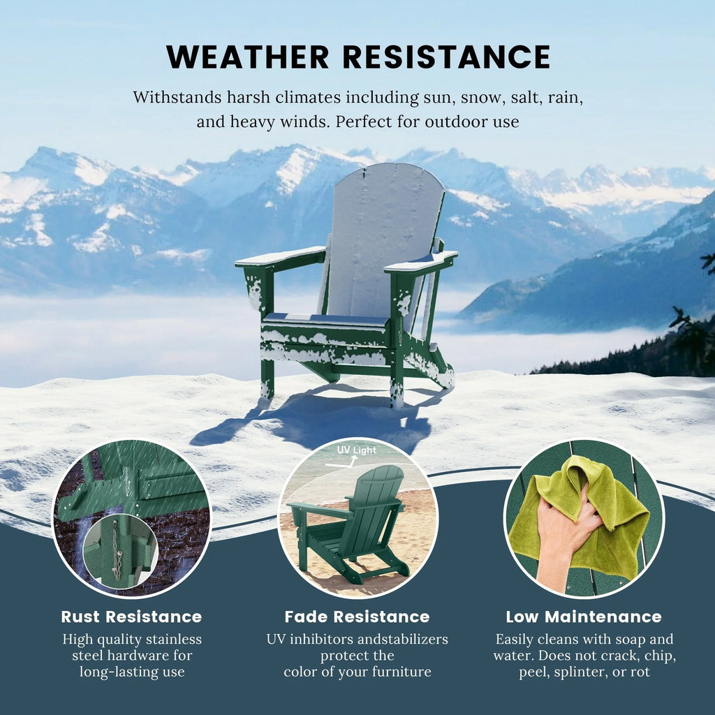 Polytrends Laguna Fade Resistant All Weather Outdoor Patio Folding Adirondack Chair