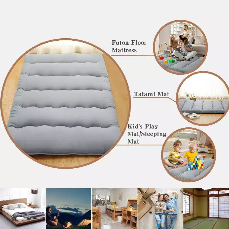 Japanese Futon Mattress, Foldable Floor Sleeping Pad, Tatami Mat for Home, Camping Mattress