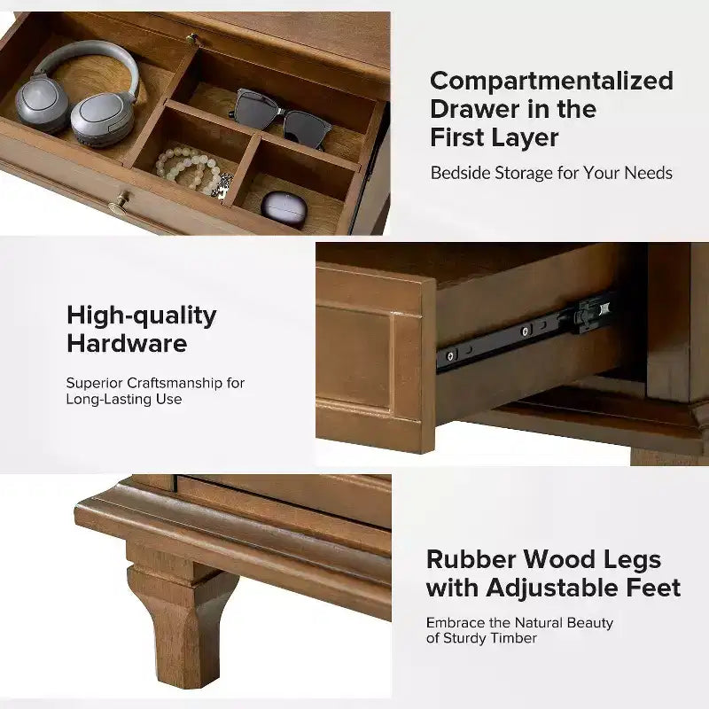 Giorgio 3 - Drawer end table with Built-In Outlets Set of 2|HULALA HOME