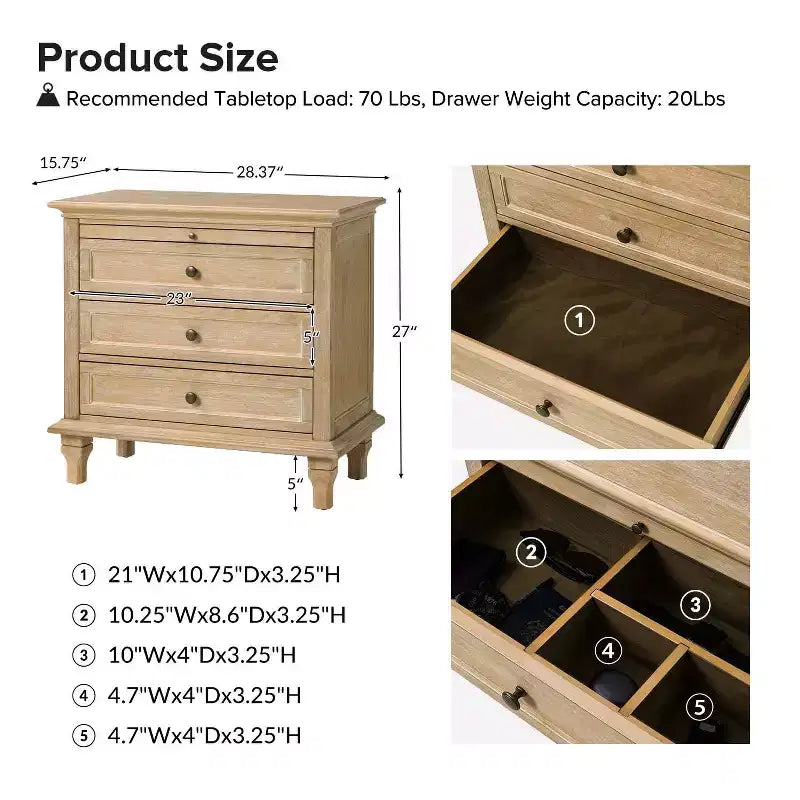 Giorgio 3 - Drawer end table with Built-In Outlets Set of 2|HULALA HOME