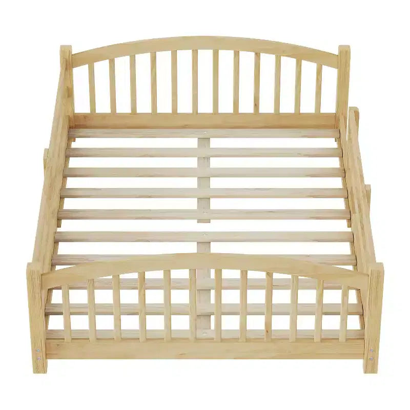 Luxystar Full Size Montessori Low Profile Bed with Safety Rails and Headboard