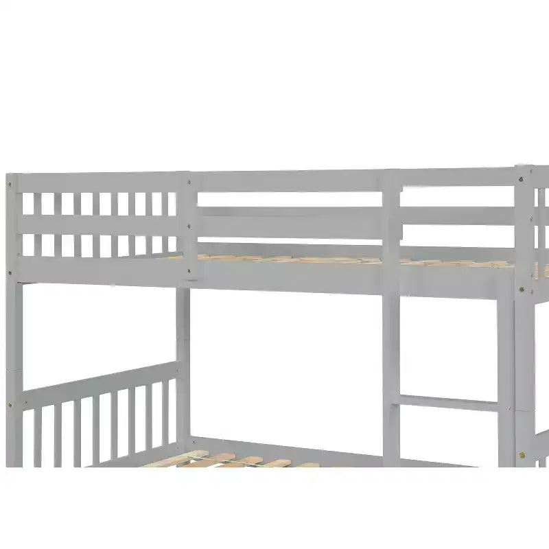 Twin Over Twin Modern Wood Bunk Bed with Trundle, Convertible into 2 Beds