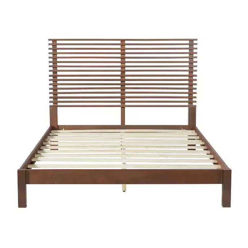 Christopher Knight Home Eunji Modern Pine Wood Bed Frame with Horizontal Slatted Headboard