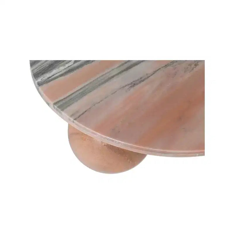 Round Marble Coffee Table with Sphere Legs, Multicolor, Seats 4鈥?
