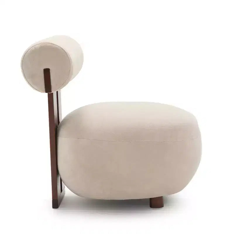 Christopher Knight Home Chariya Modern Rubberwood Velvet Upholstered Sculptural Accent Chair with Cylindrical Backrest