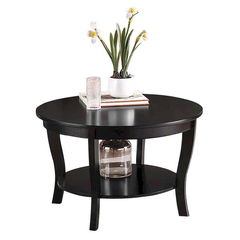 Convenience Concepts American Heritage Round Coffee Table with Shelf