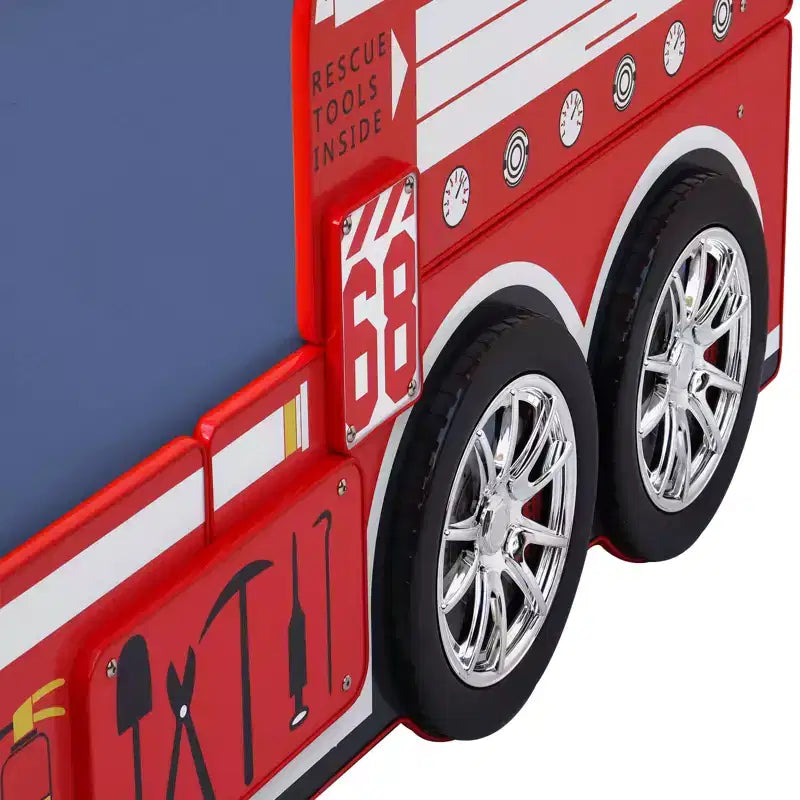 GDFStudio Juna Twin Size Fire Truck Bed with LED Light
