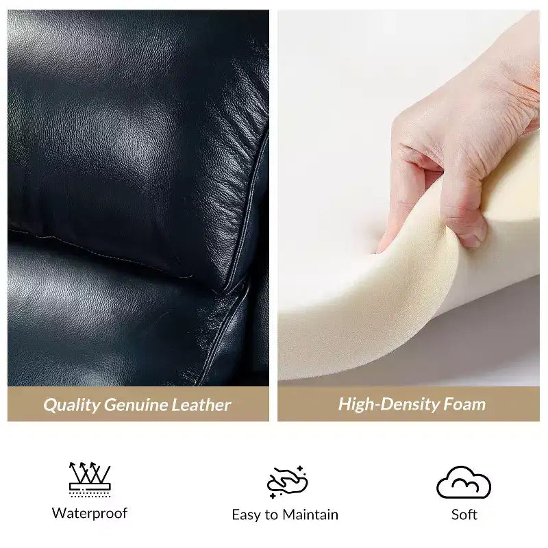 Set of 2 Elisabete Modern Wingback Genuine Leather Recliner with Vintage Nail Head Trim for Living Room and Bedroom| ART OF LIVING DESIGNS