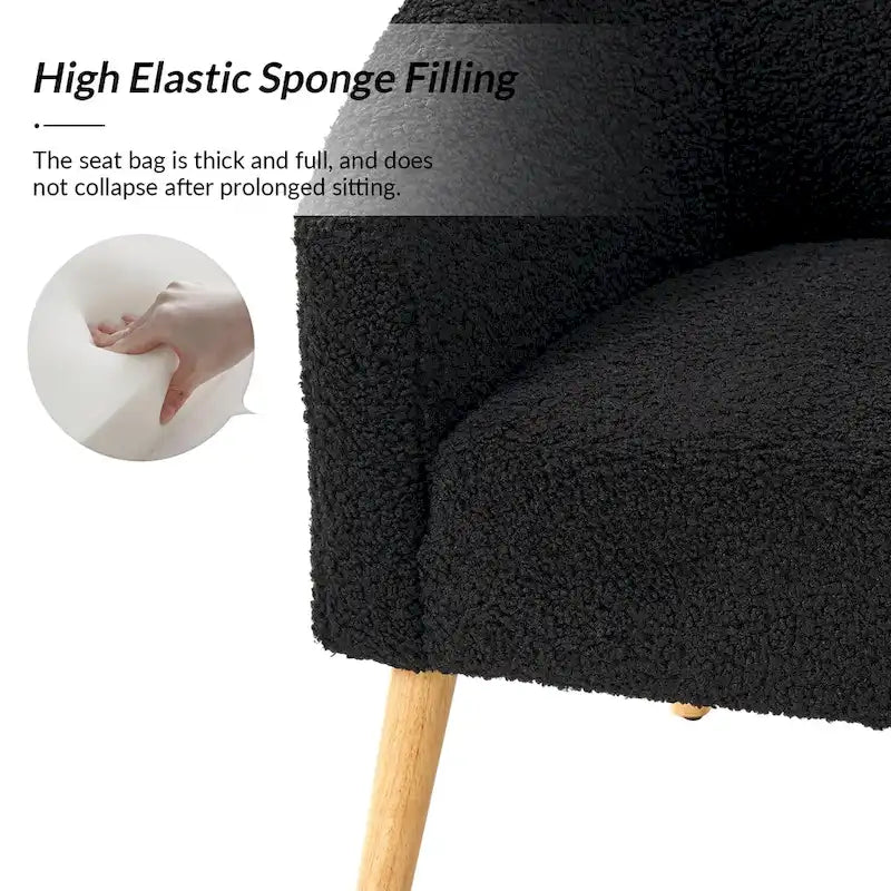 Sheila Modern 30 W Boucle Armchair with Solid Wood Legs Set of 2 by HULALA HOME