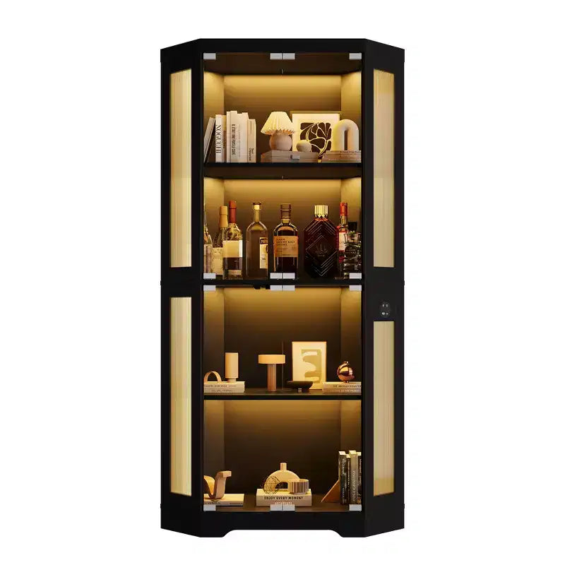 Glass Display Cabinet, 4-Tier Curio Cabinets, Corner Curio Cabinets for Collectibles/Toys/Books, Storage Cabinets for Living Room